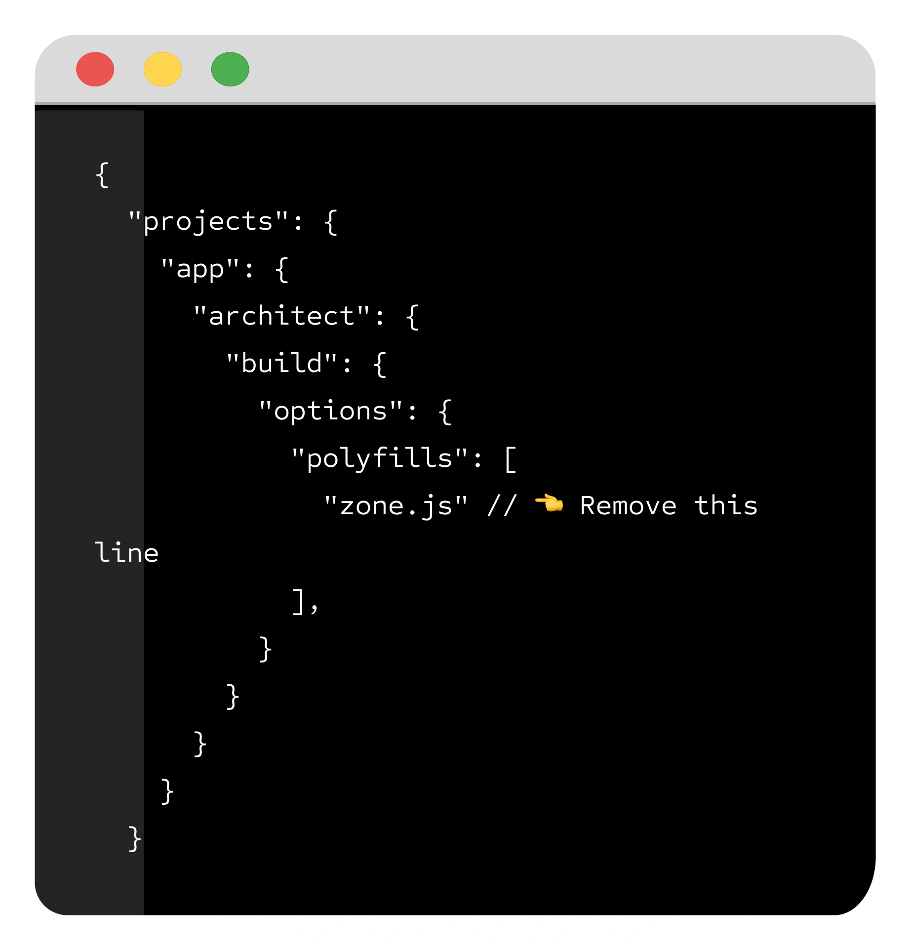 "Code to remove Zone.js"