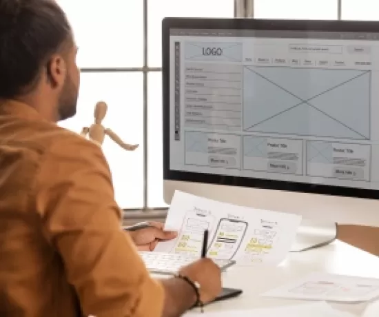 Person designing a mobile app