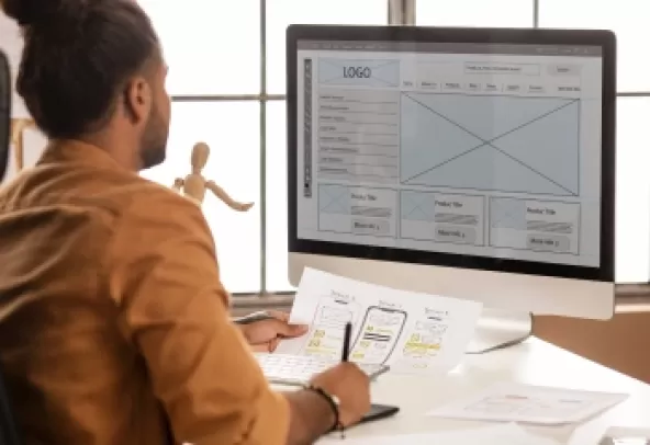 Person designing a mobile app